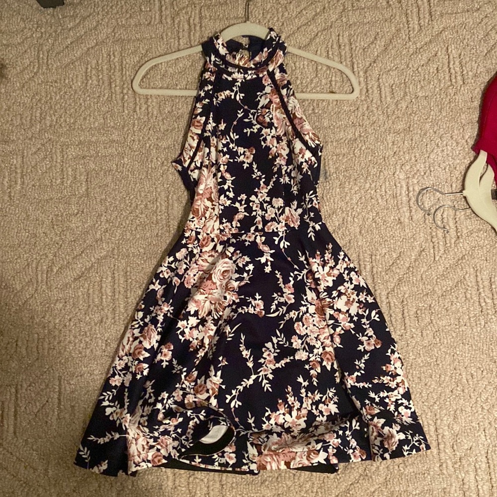 Blue and pinkish purple dress